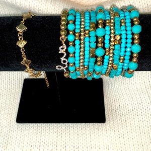 Turquoise and Gold Bracelets
